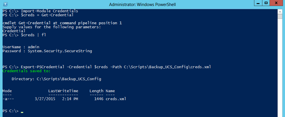 Export PowerShell credentials to .xml file.